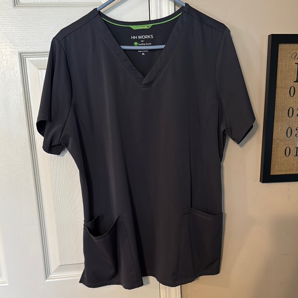 HH Works Gray V-Neck Scrub Top